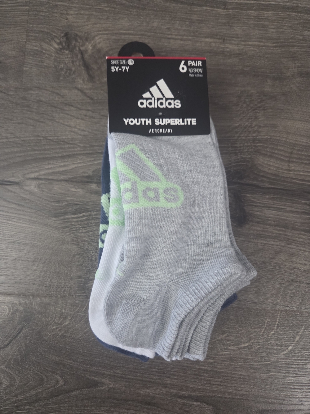 Boys adidas 6-Pack Superlite Classic No-Show Socks size L NEW